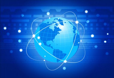 Küresel iletişim ağı. 3D çizim