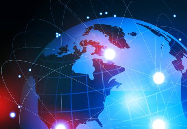 küresel iletişim ağı bağlantıları. 3d illüstrasyon