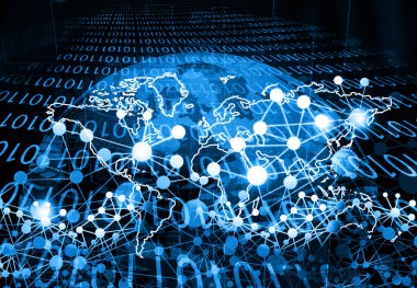 küresel iletişim ağı bağlantıları. 3d illüstrasyon