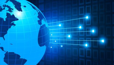 Fiber optik dünyasında soyut bir arkaplan. Dijital illüstrasyon