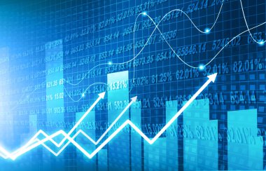 Soyut büyüme grafiğiyle borsa finans grafik arka planı. 2d illüstrasyon