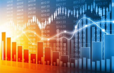 Soyut büyüme grafiğiyle borsa finans grafik arka planı. 2d illüstrasyon