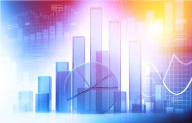 İş grafikleri ve mali raporlar. 3d illüstrasyon 