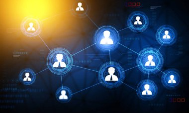 Küresel iş ağı kavramı, internet iletişimi. Dijital illüstrasyon