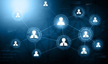 Küresel iş ağı kavramı, internet iletişimi. Dijital illüstrasyon