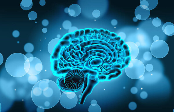 Cross section of brain on abstract background	