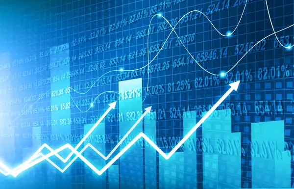 Fondo Grafico Finanza Mercato Azionario Con Grafico Crescita Astratto Illustrazione — Foto Stock