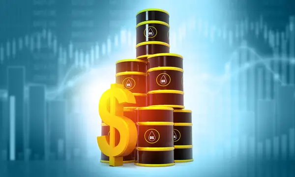 Crude Oil Barrel Dollar Symbols Business Background Illustration — Stock Photo, Image
