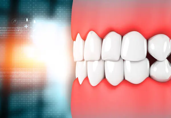 Beautiful human teeth on medical background. 3d illustration