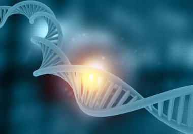 Bilimsel arkaplanda DNA. 3d illüstrasyon