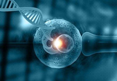 Tüp bebek. DNA iplikli tüp bebek. 3d illüstrasyon