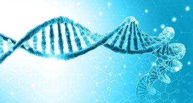 Bilimsel arkaplanda DNA. 3d illüstrasyon