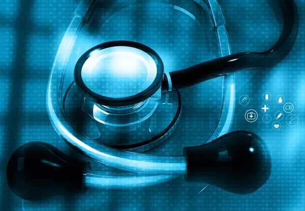 Stethoskop Auf Blauem Wissenschaftlichen Hintergrund Illustration — Stockfoto