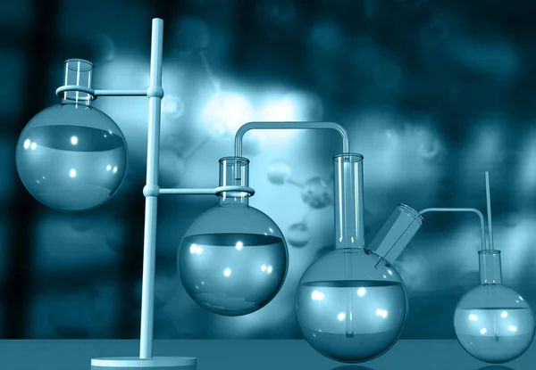 Laborausstattung Wissenschaftlichen Forschungslabor Blauer Wissenschaftlicher Hintergrund Illustration — Stockfoto