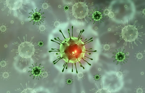 Virus bacteria cells background. 3d illustration