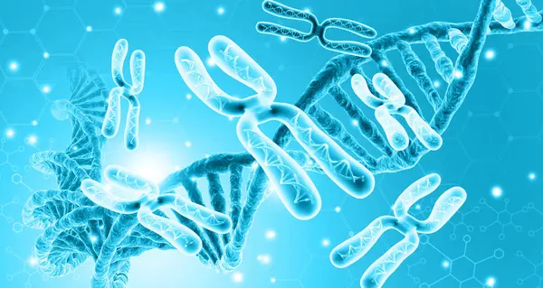 DNA. Chromosomes. Scientific background. 3d illustration