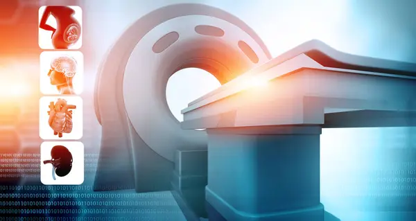 Máquina Resonancia Magnética Con Órganos Humanos Con Antecedentes Médicos Ilustración —  Fotos de Stock