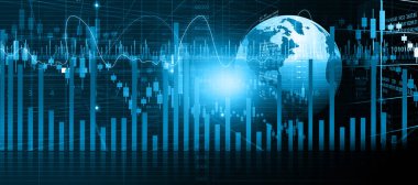 Finansal borsa grafiği. Dijital illüstrasyon