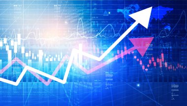 Finansal borsa grafiği. Dijital illüstrasyon