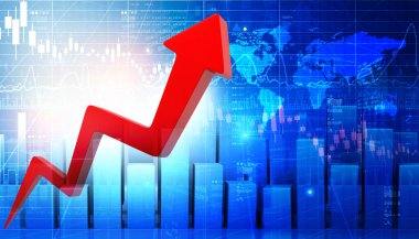Finansal borsa grafiği. 3d illüstrasyon