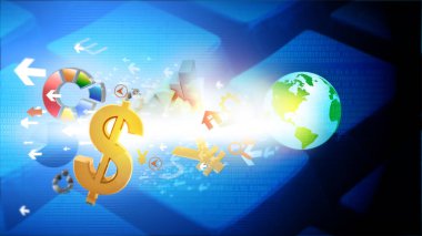 Küresel iş geçmişi. 3d illüstrasyon