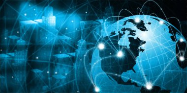 Küresel telekomünikasyon ağı. 3d illüstrasyon