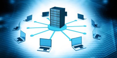 Gelişmiş bilgisayar ağları. Soyut arkaplan. 3d illüstrasyon