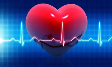 Sağlık geçmişinde kalp olan EKG grafiği. 3d illüstrasyon