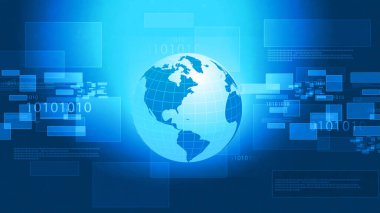 Dünyayla soyut teknoloji geçmişi. 3d illüstrasyon