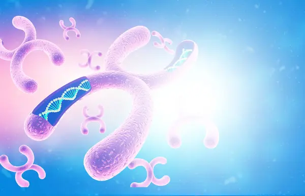 Buňky Chromozomy Dna Abstraktním Vědeckém Pozadí Ilustrace — Stock fotografie