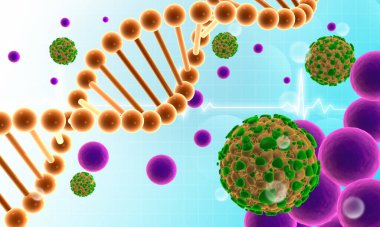 Virüs DNA 'ya saldırıyor. 3d illüstrasyon