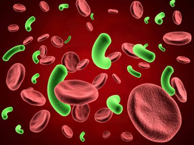 Kan dolaşımındaki virüs. Tıbbi geçmişi var. 3d illüstrasyon