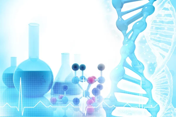 Laboratoriekolv Med Molekyler Och Dna Illustration — Stockfoto