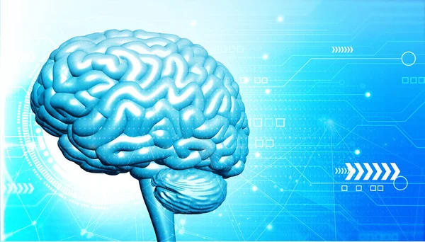 Teknoloji Arka Planında Insan Beyni Illüstrasyon — Stok fotoğraf