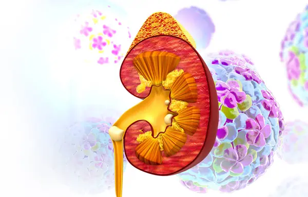 Human Kidney Cross Section Illustration — Stock Photo, Image