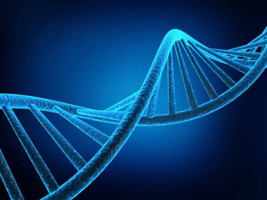 Mavi arka planda DNA. 3d illüstrasyon