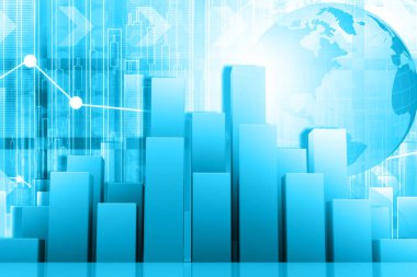 Küresel işletmelerin büyüme tablosu. İş geçmişi. 3d illüstrasyon