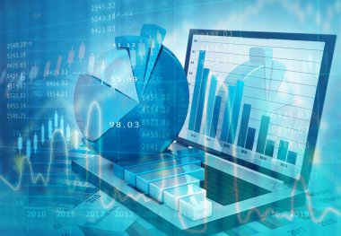 Borsa analizi ve grafik çizelgesi. 3d illüstrasyon