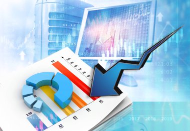 Finansal kriz raporu. Ekonomide depresyon. 3d illüstrasyon