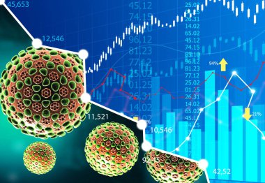 Coronavirus borsası çöküyor. 3d illüstrasyon