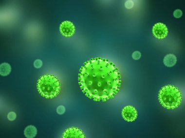 Roman Coronavirus konsepti görüntüsü. Yeşil virüs akışı. 3d illüstrasyon