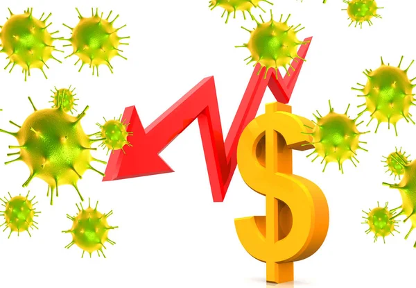 Coronavirus Affecting Economy Pound Falling Arrow Illustration — Stock Photo, Image