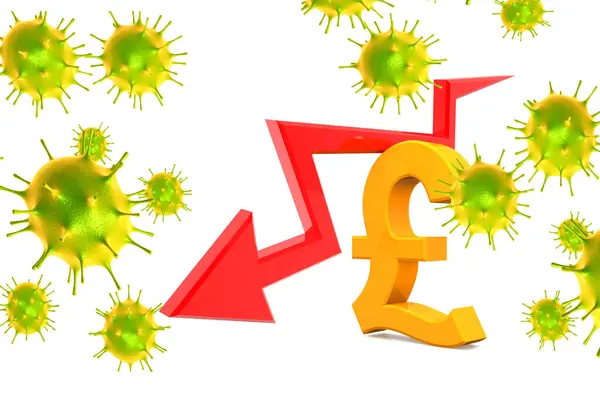 Coronavirus Affecting Economy Pound Falling Arrow Illustration — Stock Photo, Image