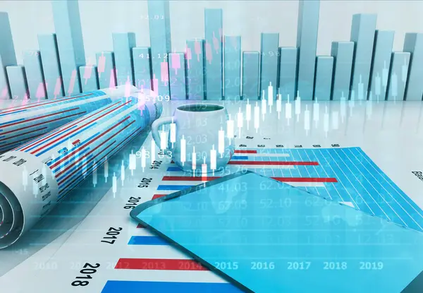 Aktienmarktanalyse Und Diagramm Illustration — Stockfoto
