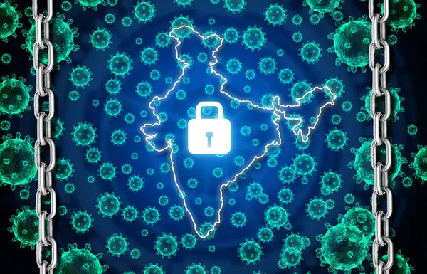 Indische Lockdown Coronavirus Indiaan Met Coronavirus Illustratie — Stockfoto