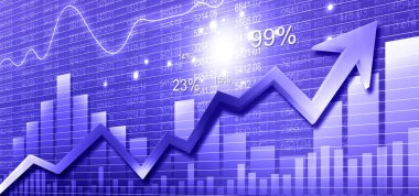 Dijital borsa grafikleri ve diyagramları. Dijital illüstrasyon
