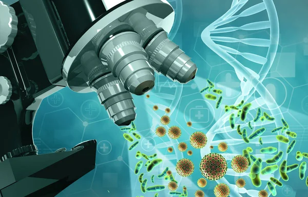 Microscope Dna Virus Bacteria Scientific Research Illustration — Stock Photo, Image