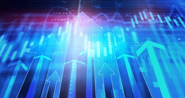 Digital stock market arrows, charts and diagrams. Digital illustration