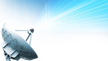 Uydu anteni sinyal alıyor. 3d illüstrasyon