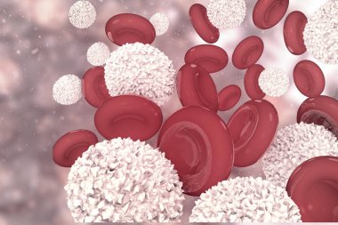 Coronavirus salgını, kırmızı kan hücreli koronavirüsler. 3d illüstrasyon